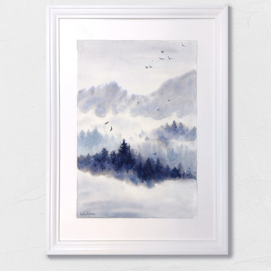 Misty mountains. Diptych (Giclee print)